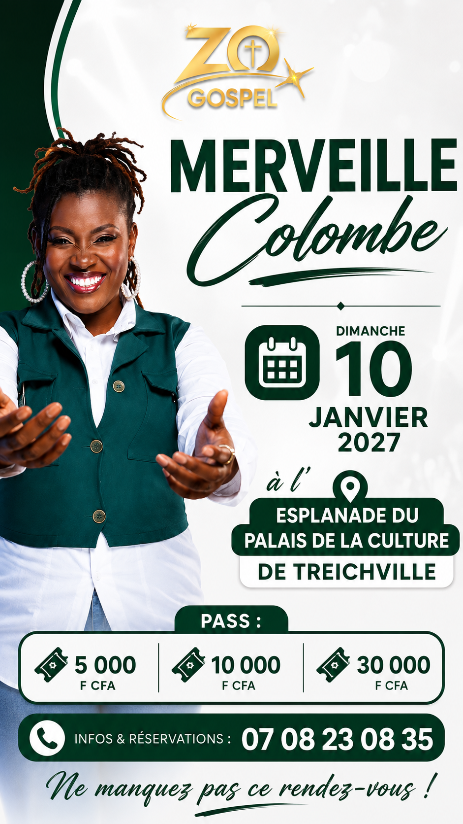 MERVEILLE COLOMBE EN CONCERT À L’ESPLANADE DU PALAIS DE LA CULTURE DE TREICHVILLE
