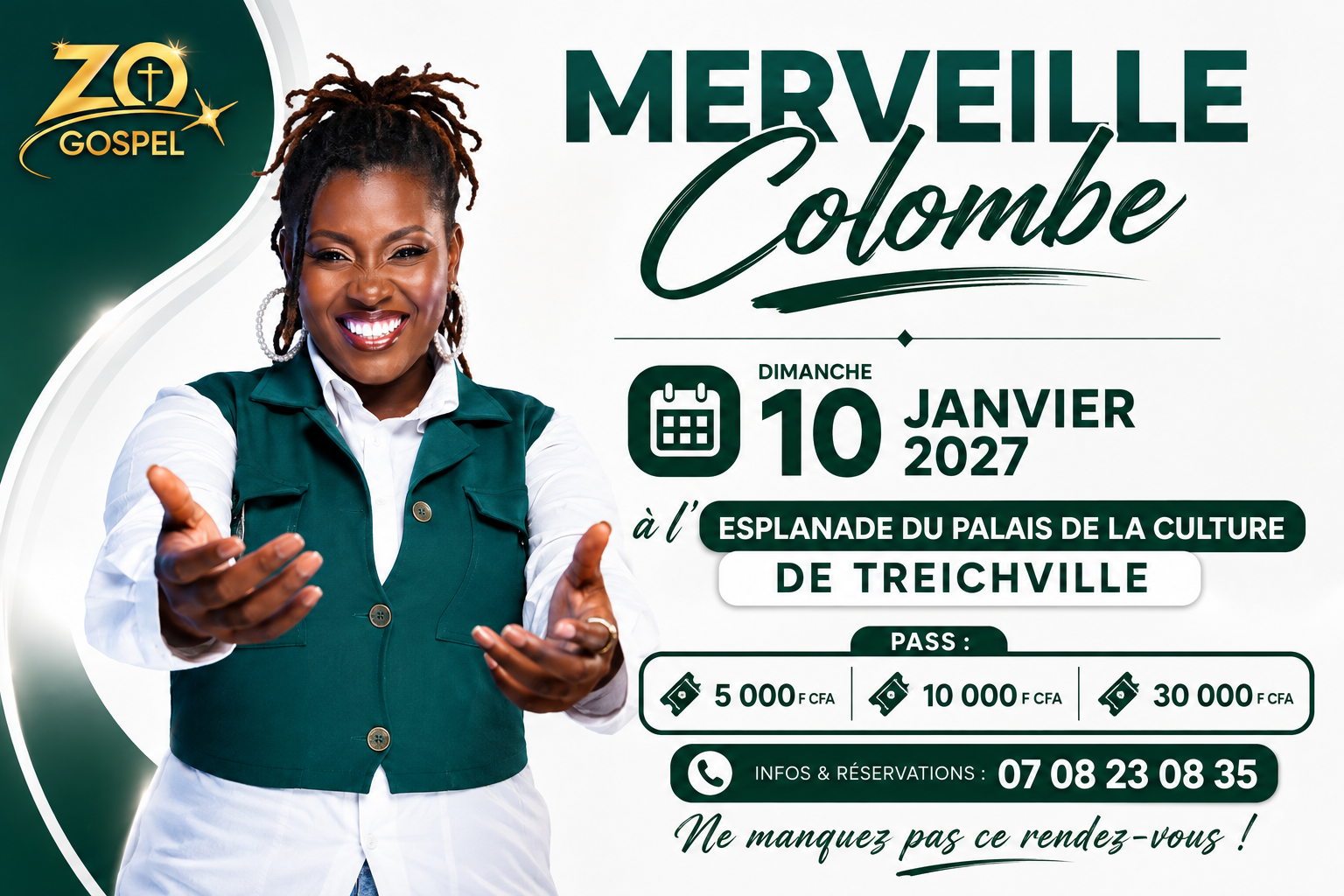 MERVEILLE COLOMBE EN CONCERT À L’ESPLANADE DU PALAIS DE LA CULTURE DE TREICHVILLE